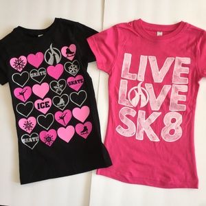 2 New Skating Tee T-Shirts Girl Small Ice Roller
